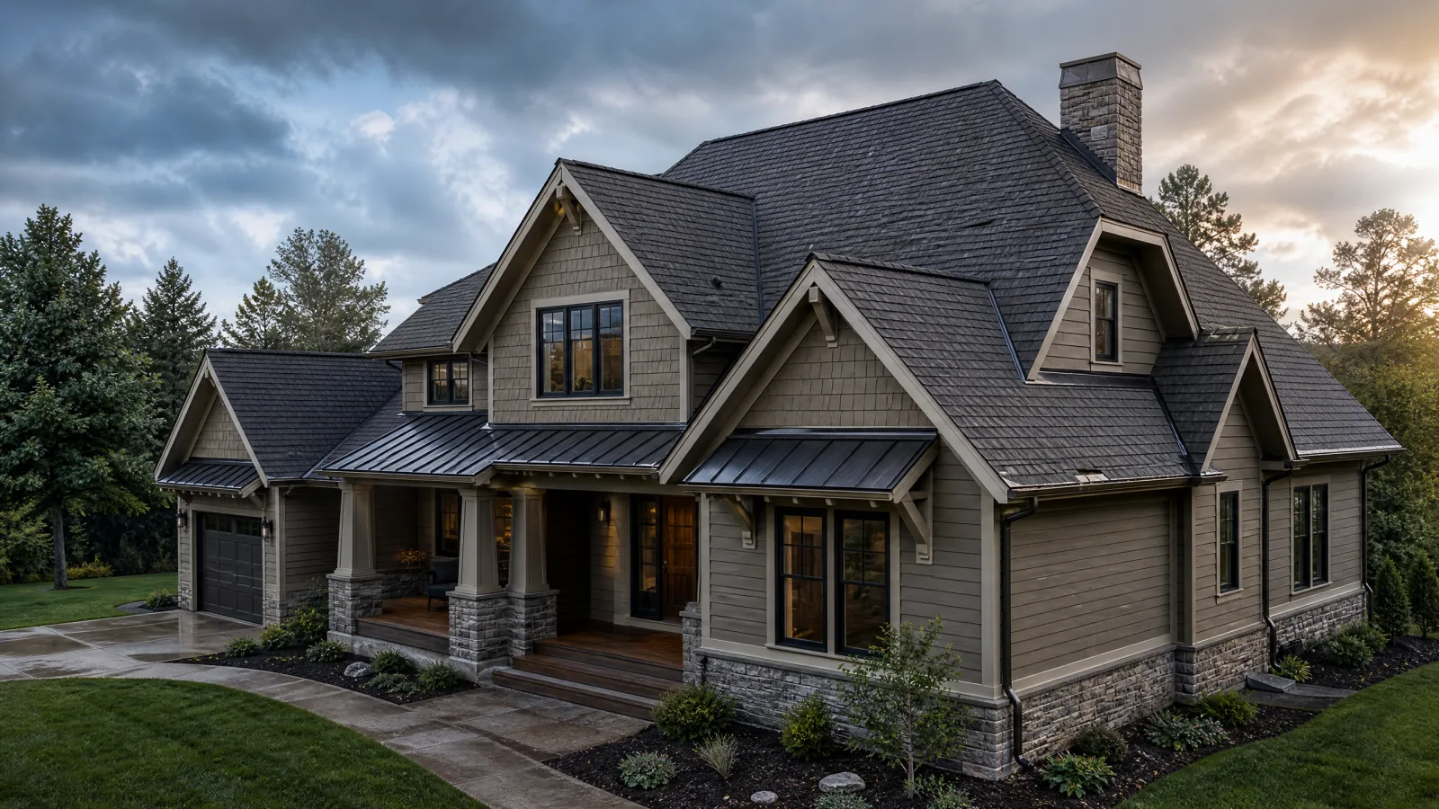 Illustrative exterior diagnostic of an Ohio home showing roof, siding, and envelope components reviewed together